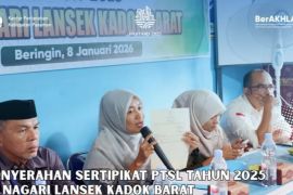 Kantor Pertanahan Pasaman serahkan sertipikat PTSL 2025 ke Nagari Lansek Kadok Barat