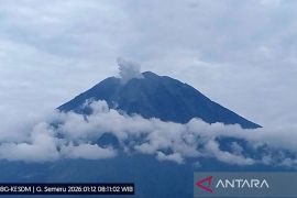 Gunung Semeru empat kali erupsi pada Senin pagi