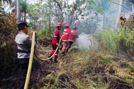Disdamkarmat bersama TNI dan Polri padamkan kebakaran hutan di Semitan