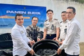 Rutan Baturaja Sumsel panen ikan lele di kolam budi daya