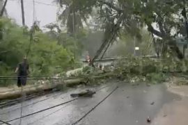 Damkartan lakukan penanganan tiang listrik roboh di Lombok Tengah