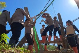 Polres Gayo Lues bangun empat jembatan gantung di wilayah bencana