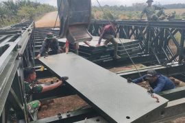 Yon Zipur 16/DA percepat pembangunan jembatan bailey &nbsp;di Aceh Utara&nbsp;