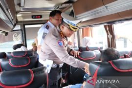 Dirlantas Polda Kalsel pastikan hasil ramp check seluruh armada bus layak angkut pemudik