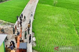 Menjemput hasil panen di jalan tani Hambuku Hulu