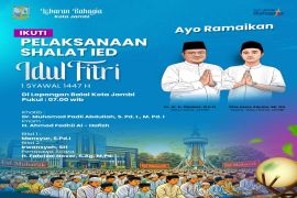 Penuh semangat kebersamaan, Pemkot Jambi gelar Shalat Idul Fitri 1447 H dilapangan Kantor Wali Kota