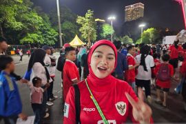 Suporter optimistis Indonesia menang besar lawan St Kitts and Nevis