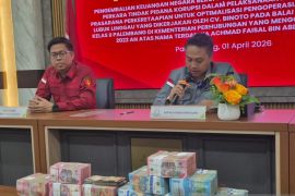Kejari Palembang pulihkan kerugian negara Rp1 miliar dari kasus korupsi proyek Kereta Api