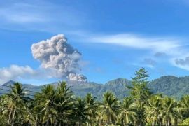Gunung Dukono lontarkan abu vulkanik setinggi 1.100 meter