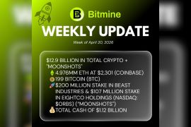 Bitmine Immersion Umumkan Kepemilikan ETH Capai 4,976 Juta Token dan Kepemilikan Kripto Maupun Uang Tunai Sebesar $12,9 Miliar