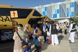 PPIH atur jamaah haji per rombongan di bus bandara agar tertata dan terintegrasi