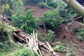 BPBD mengerahkan tim untuk bersihkan material longsor di Curug Malela