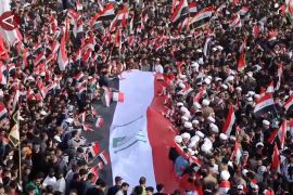 Warga Irak gelar aksi solidaritas untuk Iran yang tengah berkonflik