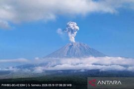 Gunung Semeru erupsi tiga kali dengan letusan hingga 1 kilometer