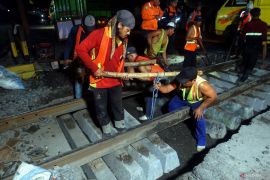 Perbaikan geometri jalur kereta api di Tulungagung