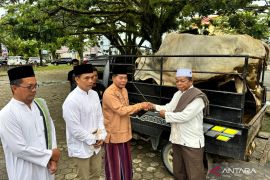 Shalat Id di Lapangan Agathis, Gubernur Kaltara Serahkan Sapi 850 Kg