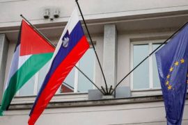 Bendera Palestina berkibar di Istana Presiden Slovenia