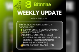 Bitmine Immersion Umumkan Kepemilikan ETH Mencapai 5,54 Juta Token, dan Total Crypto serta Kepemilikan Uang Tunai sebesar $9,6 Miliar
