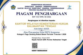 Kanwil Kementerian Hukum Kalimantan Tengah raih enam penghargaan IKPA Sempurna