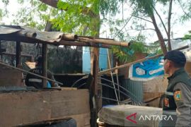 Petugas bongkar 29 bangunan liar di bantaran kali KBB Tanah Abang
