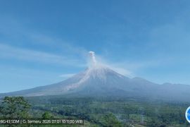 Gunung Semeru empat kali erupsi dengan tinggi letusan hingga 1 km