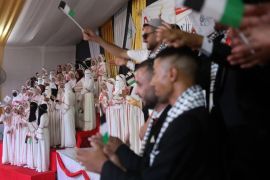 Potret nikah massal di kamp pengungsi Gaza