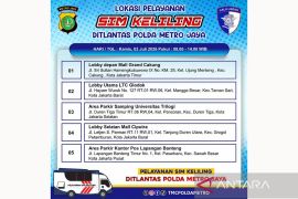 SIM Keliling tersedia di lima lokasi Jakarta pada Kamis