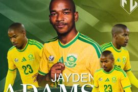 Gelandang timnas Afrika Selatan, Jayden Adams tutup usia pada 25 tahun