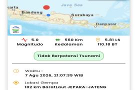 Gempa guncang perairan utara Jateng