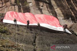 Bendera Merah Putih Raksasa berkibar di Lembah Harau Sumbar