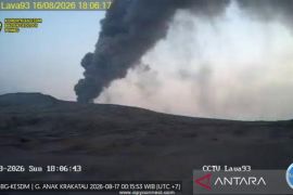 Terjadi 8 kali letusan dan semburan lava pijar Gunung Anak Krakatau