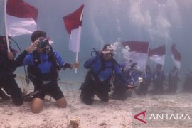 Komunitas penyelam 'Berau Divers' kibarkan Merah Putih di bawah laut Maratua
