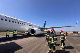 Garuda flight lands safely in Makassar after tire blowout