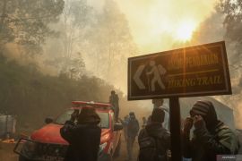 Upaya pemadaman kebakaran di Gunung Ijen