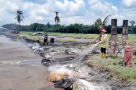 Kolam limbah PKS Kebun Dolok Ilir Simalungun terbakar, diduga dari gas metana