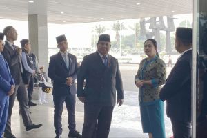 Prabowo tiba di parlemen jelang kedatangan PM India Narendra Modi