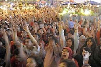 Ekspresi Peserta Nonton AFF Bareng di Jakarta