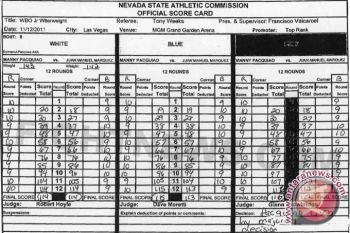 Ini Kartu Skor Resmi Pacquaio vs Marquez