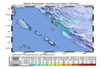 Gempa 4,1 Skala Richter Guncang Padang