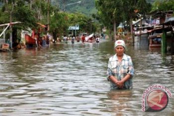 Pekarangan Rumah Penduduk Kota Buntok Terendam Banjir 