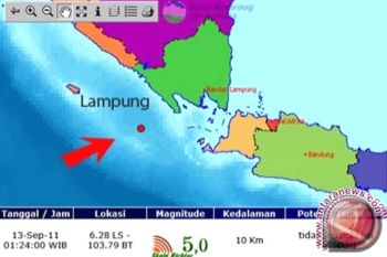  Gempa Lampung Barat Tidak Berpotensi Tsunami