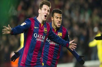 Neymar dan Messi Pimpin Barca Menang