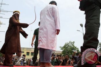 Langgar Syariat Islam Pasangan Mahasiswa dan Penjudi Dihukum Cambuk