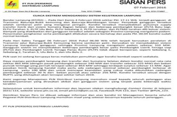Pemadaman Listrik di Lampung, PLN Minta Maaf