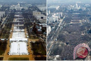 Lihat Foto Pengunjung Dua Pelantikan Ini,  Media Atau Donald Trump yang Bohong?