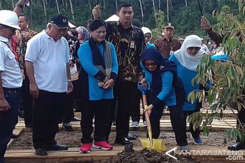 Iriana Jokowi Tanam Pohon Durian di Waduk Gondang 