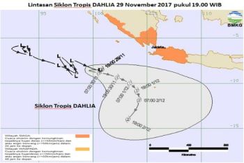 Siklon Tropis Dahlia Muncul di Samudra Hindia 