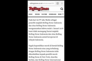 Awal Januari 2018 Majalah Rolling Stone Indonesia tidak terbit