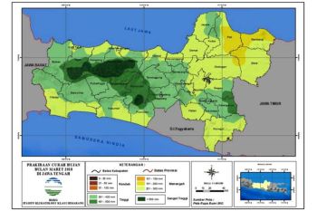 Curah hujan di wilayah Jateng diprakirakan masih tinggi