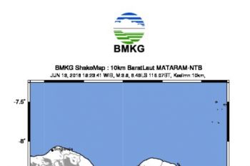 Gempa Bumi 3,8 skala Richter guncang Lombok Utara